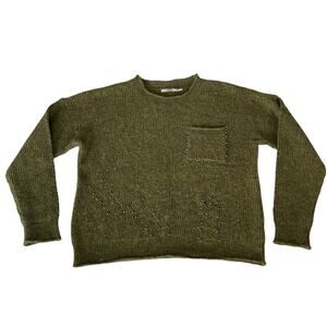 Esqualo Netherlands Marled Green Knit Distressed Studded Oversize Sweater Size M